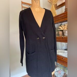 J.Crew long black thick cardigan with two button closure small